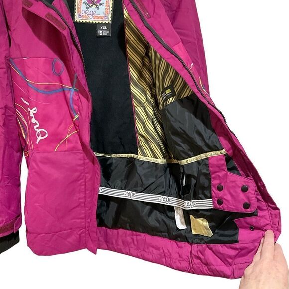 ORAGE Snowboarding ski hooded jacket girls XXL size 16 Swirls fuchsia - Picture 5 of 16